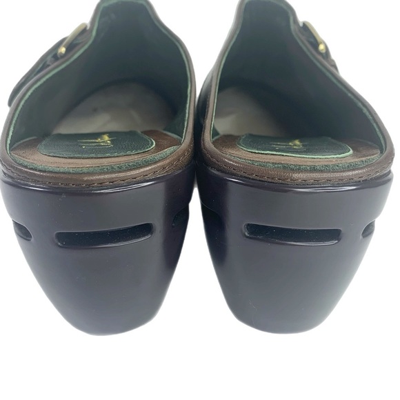 Cole Hann Women Green Suede Clogs side buckle Sz 10 - Picture 8 of 9